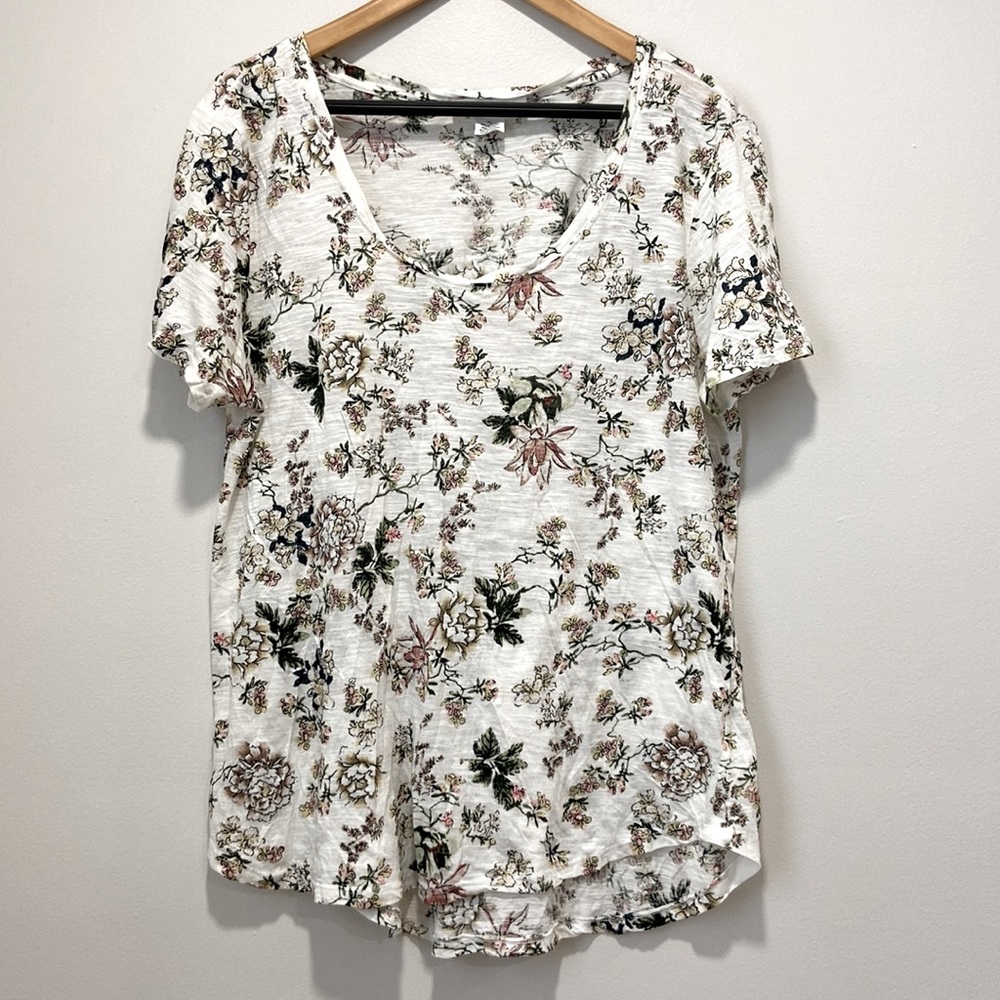 Workshop Floral Short Sleeves Top Women Size XL